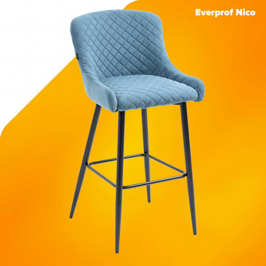 Стул барный Everprof Nico Ткань Голубой Стул барный Everprof Nico Ткань Голубой