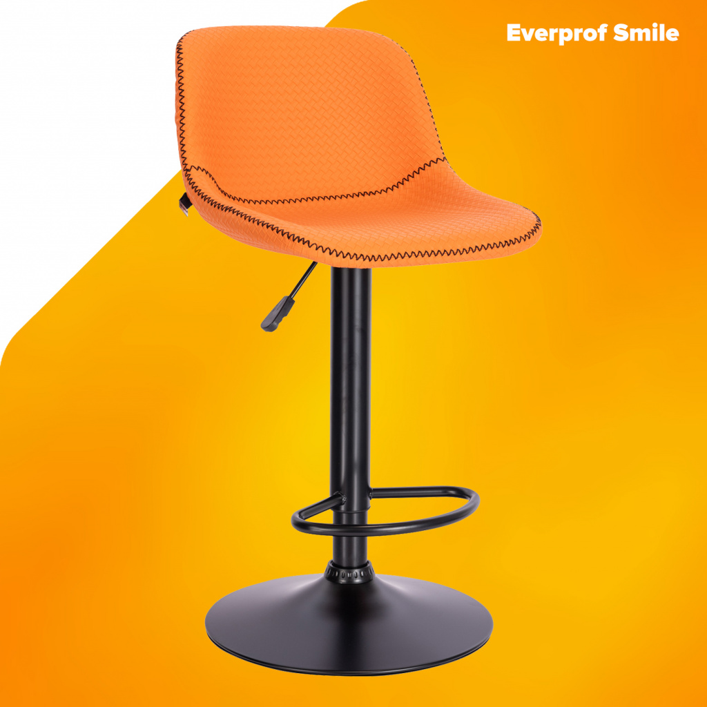 Барный стул Everprof Smile Black Экокожа Оранжевый Барный стул Everprof Smile Black Экокожа Оранжевый